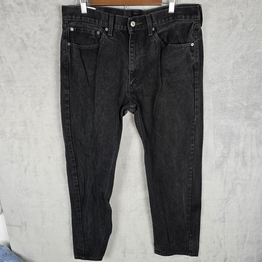 Levis 505 Regular Fit Straight Leg Black Jeans Mens 36x32 00505-0260‎